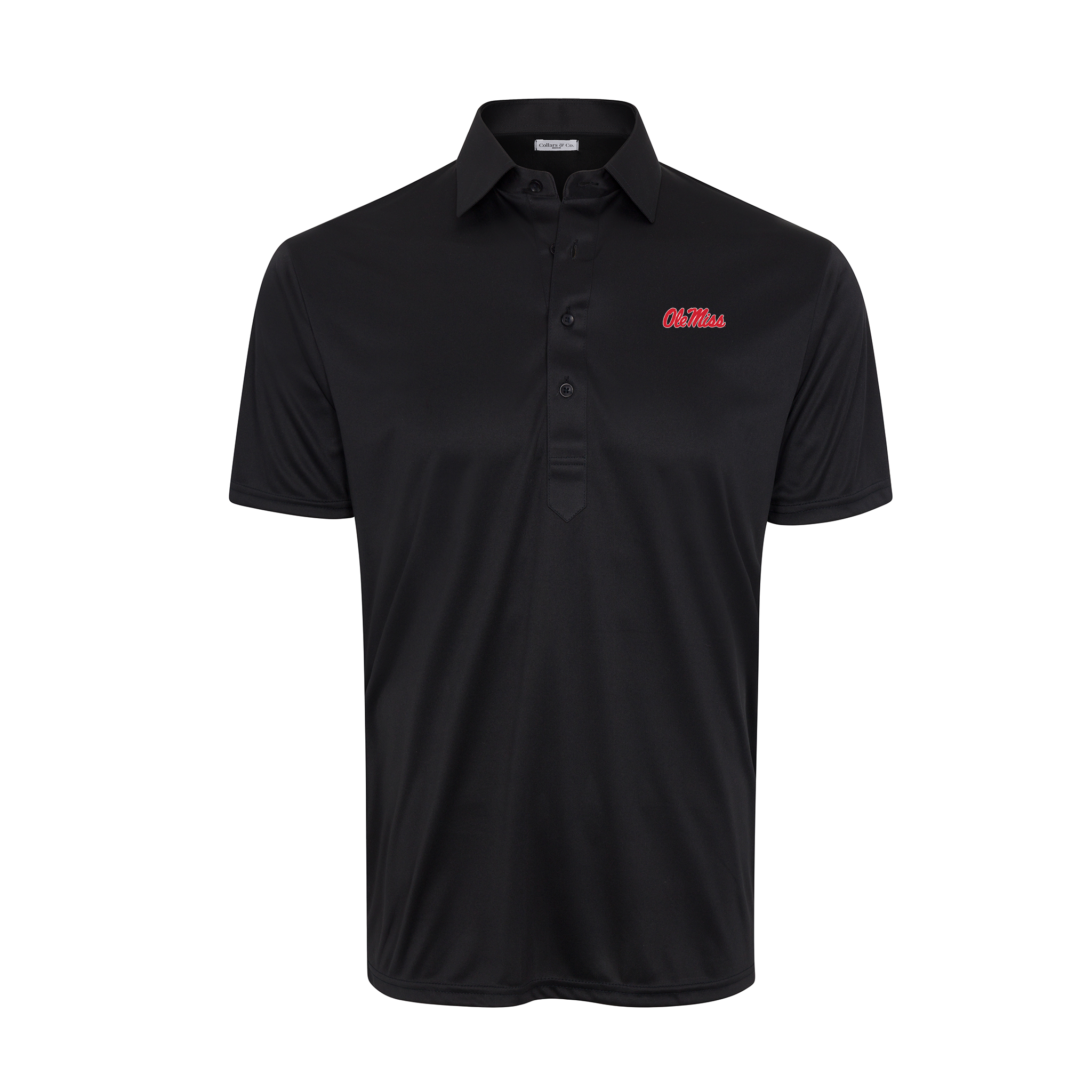 Ole Miss Semi-Spread Collar Polo Black