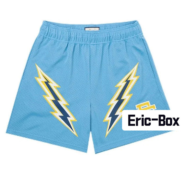 Light Blue Lightning Mesh Shorts